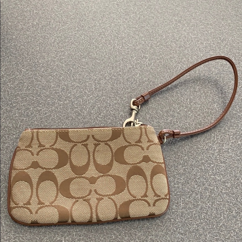 Coach Brown Classic Leather Wristlet